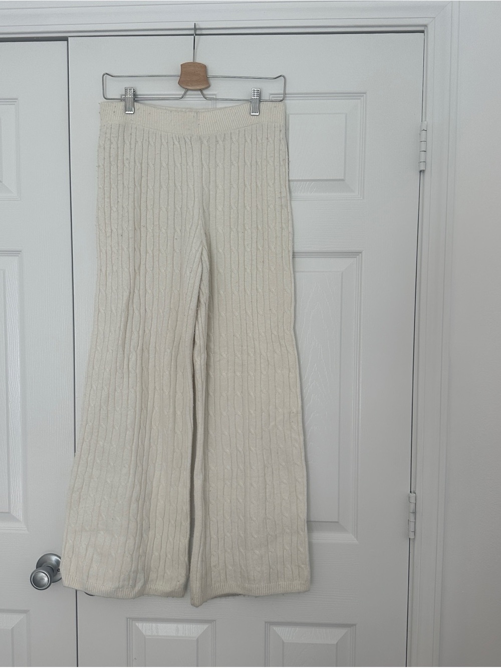 GAP Cream Cable-Knit Wide-Leg Pants